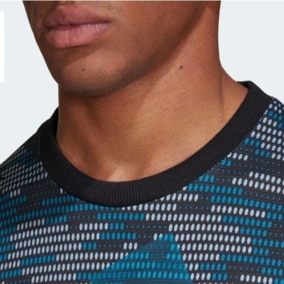 Adidas Primeblue Blue Black Logo Tee Shirt NWT XL - Picture 2 of 12